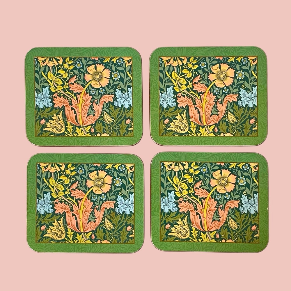 William Morris Floral Tapestry Cork Back Coasters Set of 4